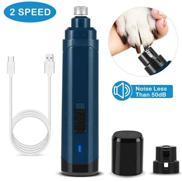Quiet Dog Nail Grinder - 2-Speed USB Rechargeable Trimmer for Stress-Free Grooming