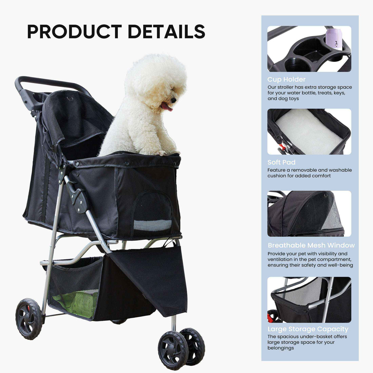 Foldable Pet Stroller - Ultimate Comfort for Your Furry Friends