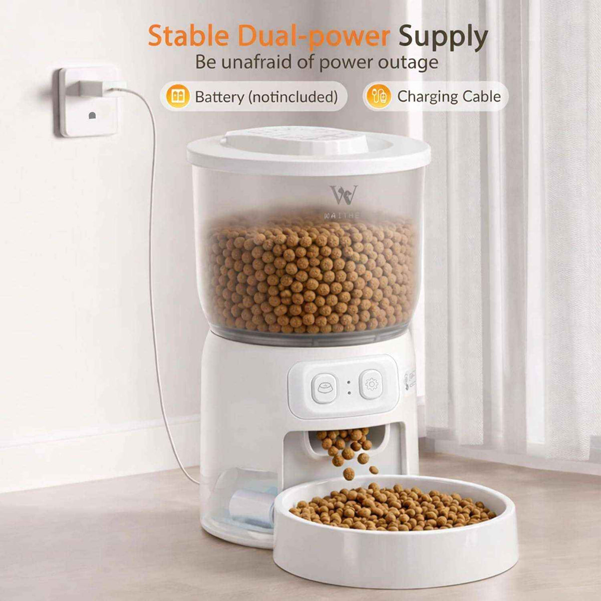 Wi-Fi Automatic Cat Feeder, Smart Timed Food Dispenser with Portion Control