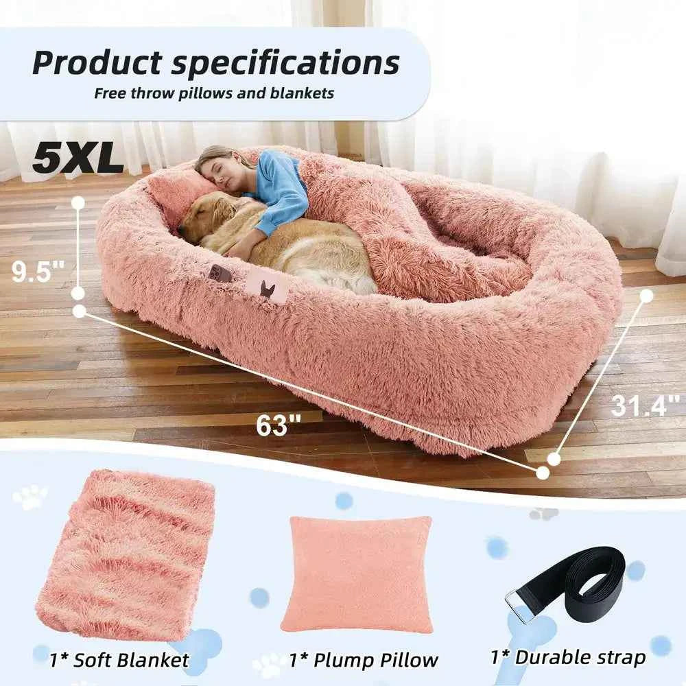Cozy Large Faux Fur Pet Bed - The Ultimate Relaxation Spot for You and Your Dog