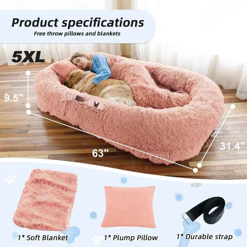 Cozy Large Faux Fur Pet Bed - The Ultimate Relaxation Spot for You and Your Dog