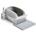 Upgrade Your Space with the Large Stainless Steel Cat Litter Box – Complete with Lid, Scoop & Mat