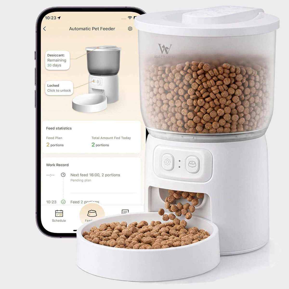 Wi-Fi Automatic Cat Feeder, Smart Timed Food Dispenser with Portion Control