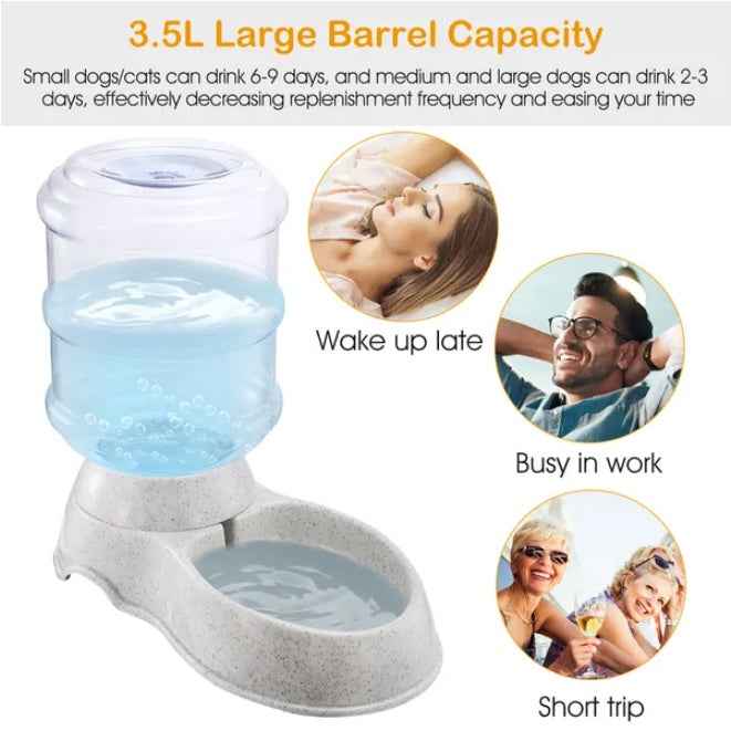 Automatic Pet Water Dispenser, Gravity-Fed Water Bowl for Dogs & Cats