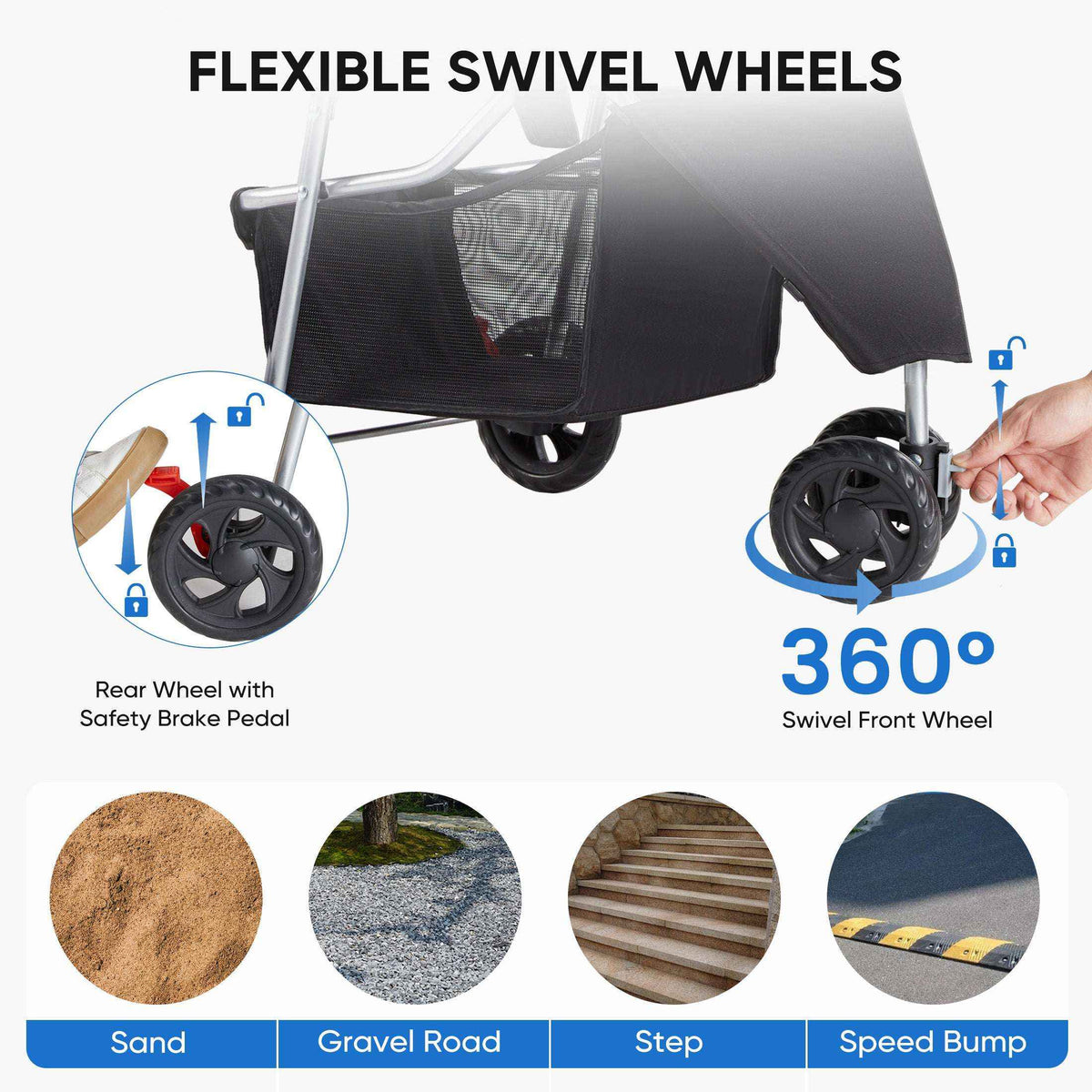 Foldable Pet Stroller - Ultimate Comfort for Your Furry Friends