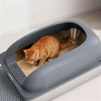Upgrade Your Space with the Large Stainless Steel Cat Litter Box – Complete with Lid, Scoop & Mat