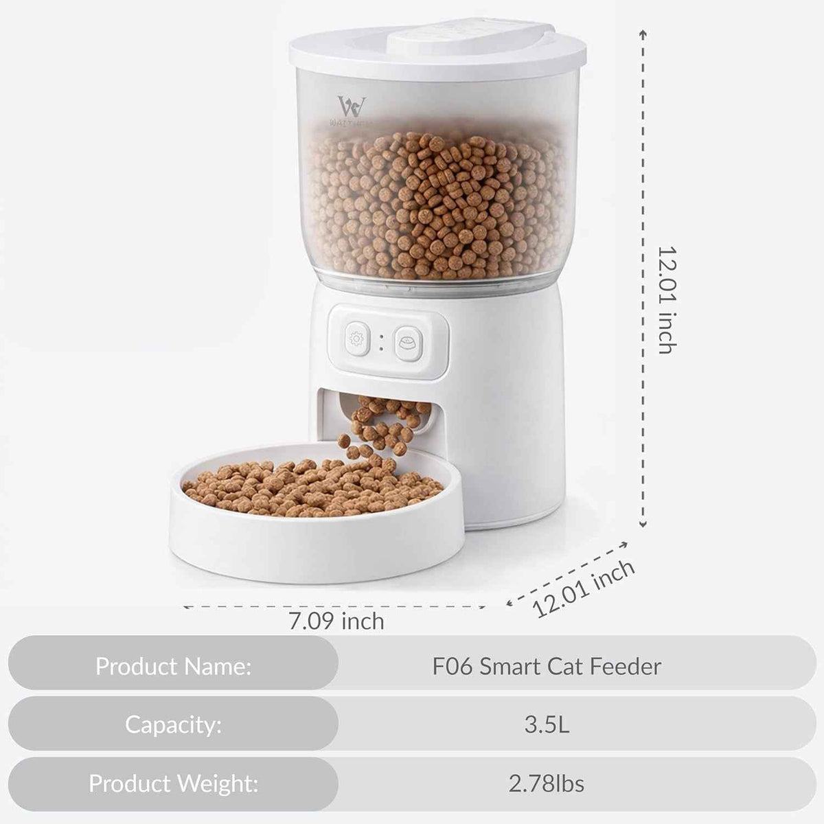 Wi-Fi Automatic Cat Feeder, Smart Timed Food Dispenser with Portion Control
