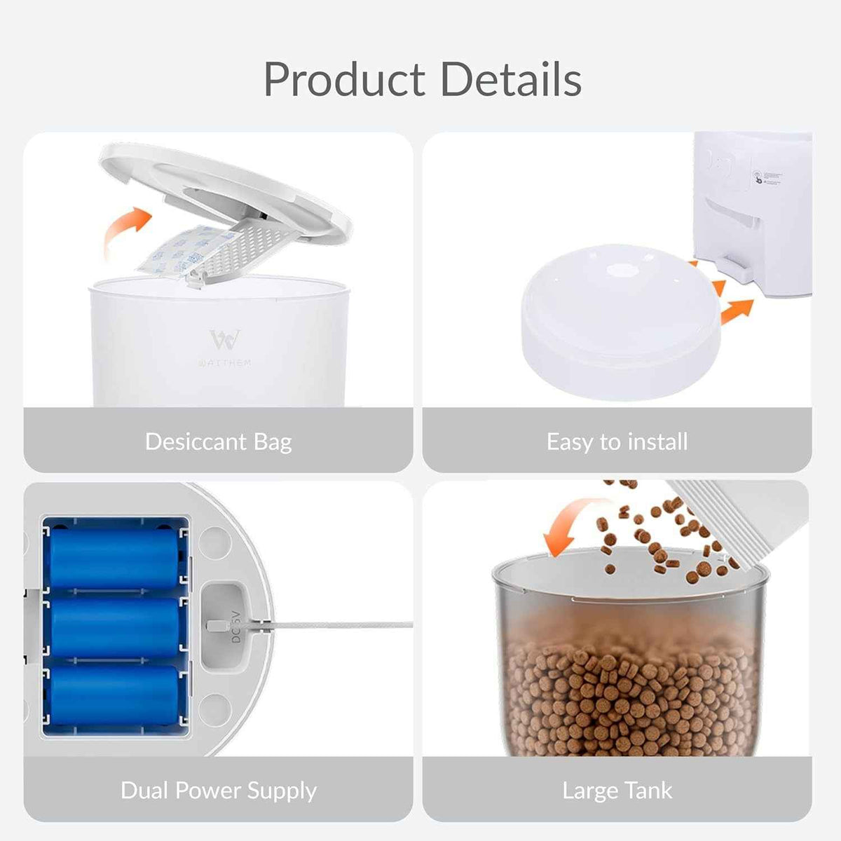 Wi-Fi Automatic Cat Feeder, Smart Timed Food Dispenser with Portion Control